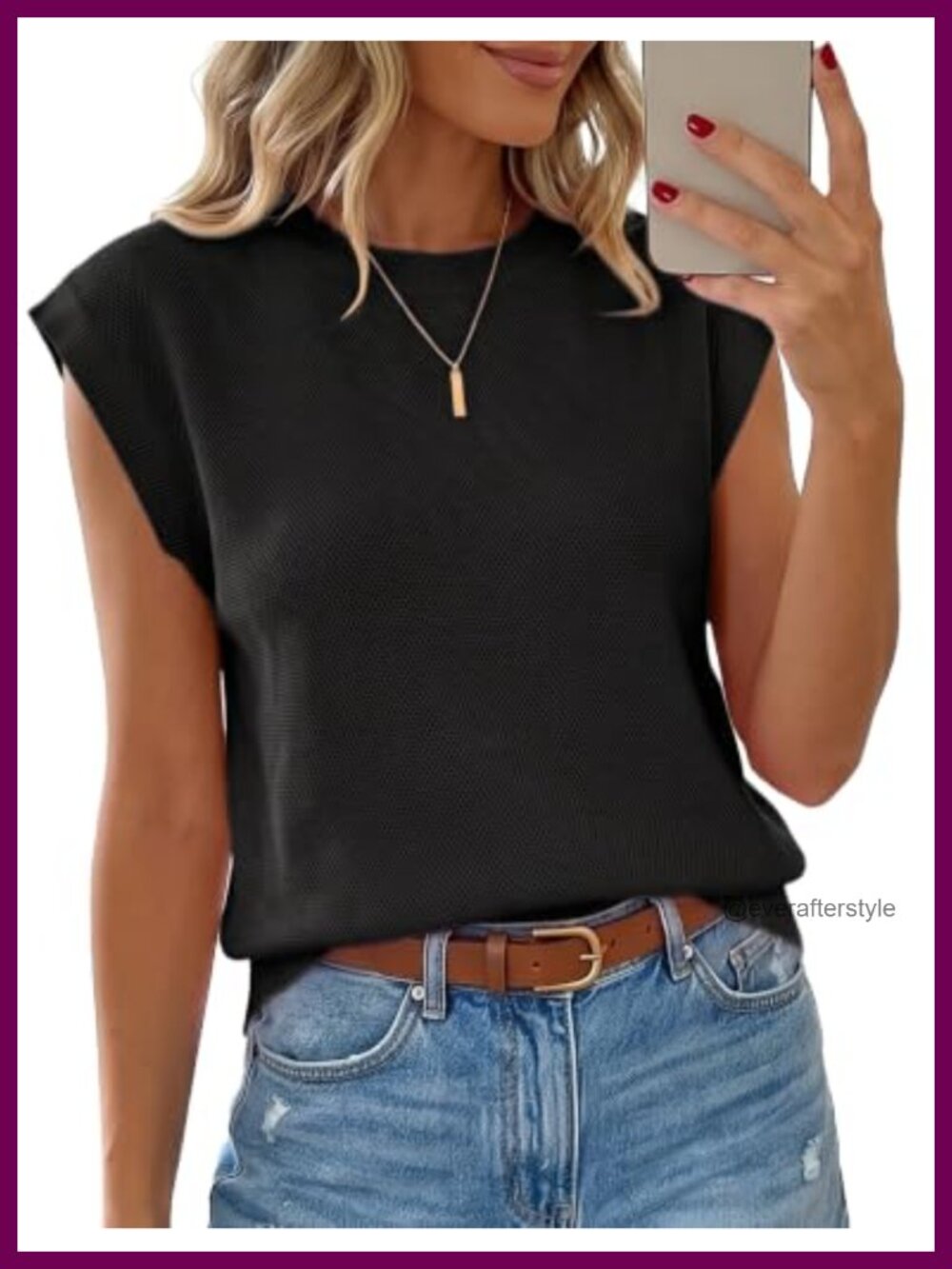 Viscose Blend Knit Sweater Vest Cap Sleeve Crew Neck Casual